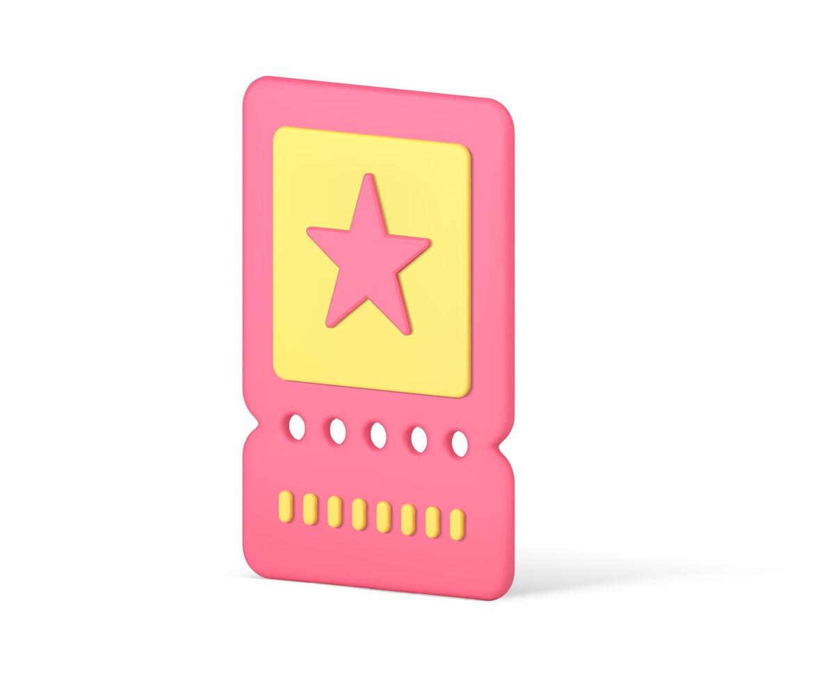 inbjudan biljett kupong flygblad promo branding underhållning händelse rosa gul 3d ikon vektor