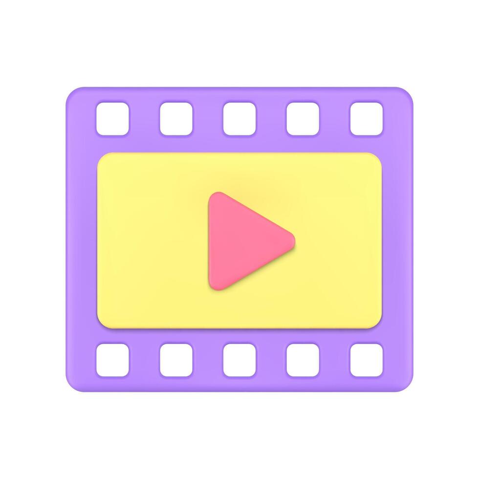 Multimedia Film Streifen Digital Daten abspielen Zeichen Unterhaltung Aufpassen lila 3d Symbol vektor