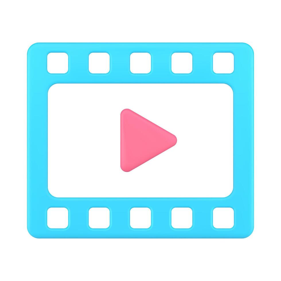 Blau abspielen Anwendung Kino Rundfunk- Kanal Multimedia Inhalt Abzeichen 3d Symbol vektor