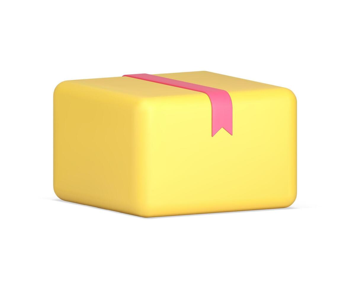 gul leverans rektangel behållare adress logistisk distribution paket skicka motta 3d ikon vektor