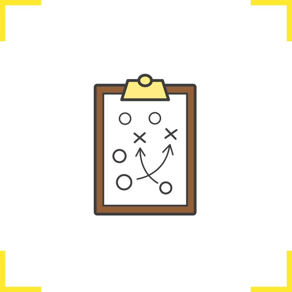 Zwischenablage-Spielplan-Farbsymbol. Strategieschema für Sportspiele. isolierte Vektorillustration vektor