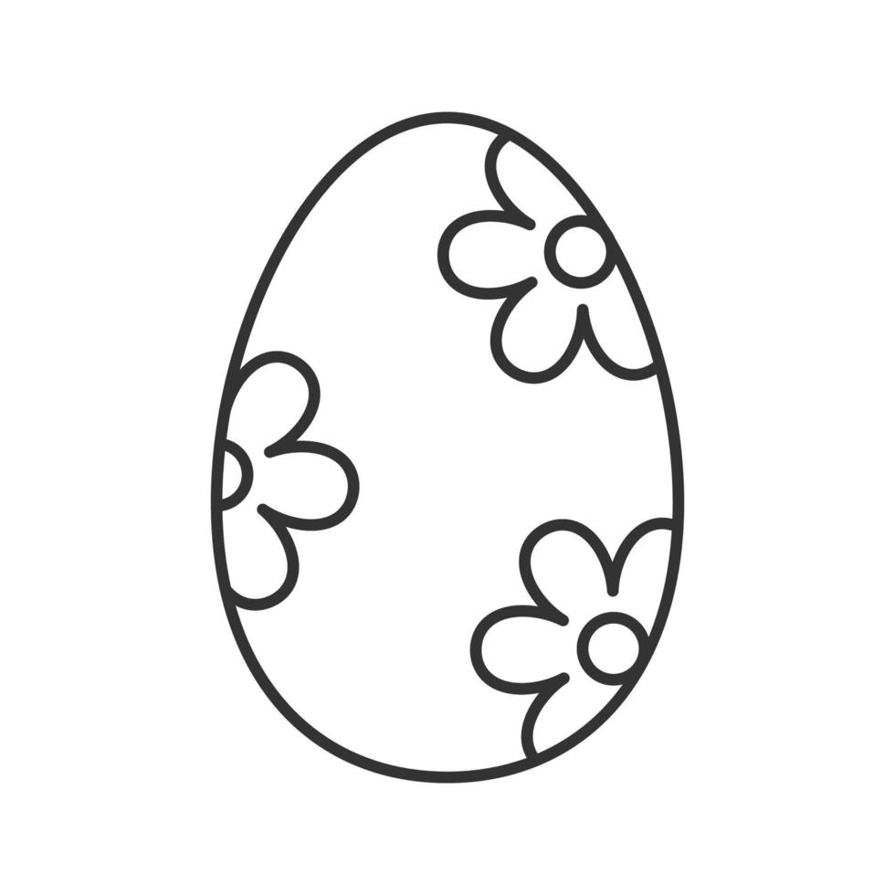 Osterei lineares Symbol. dünne Linie Abbildung. Osterei mit Blumenmuster-Kontursymbol. Vektor isolierte Umrisszeichnung