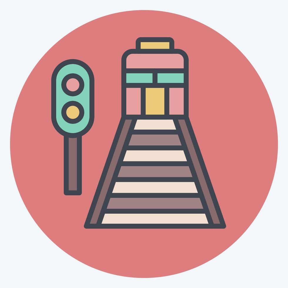 ikon järnväg. relaterad till tåg station symbol. Färg para stil. enkel design illustration vektor