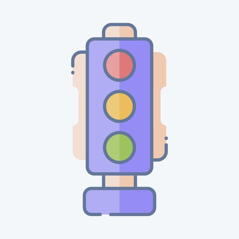 Symbol der Verkehr Signal. verbunden zu Clever Stadt Symbol. Gekritzel Stil. einfach Design Illustration vektor