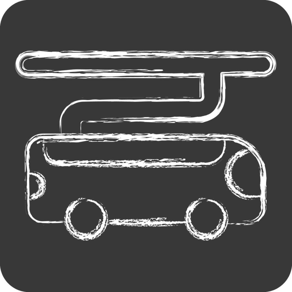 Symbol elektrisch Bus. verbunden zu Clever Stadt Symbol. Kreide Stil. einfach Design Illustration vektor
