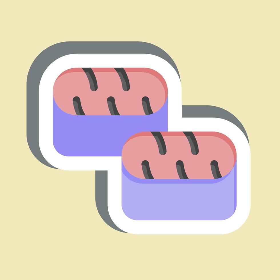 Aufkleber Sushi Thunfisch. verbunden zu Meeresfrüchte Symbol. einfach Design Illustration vektor