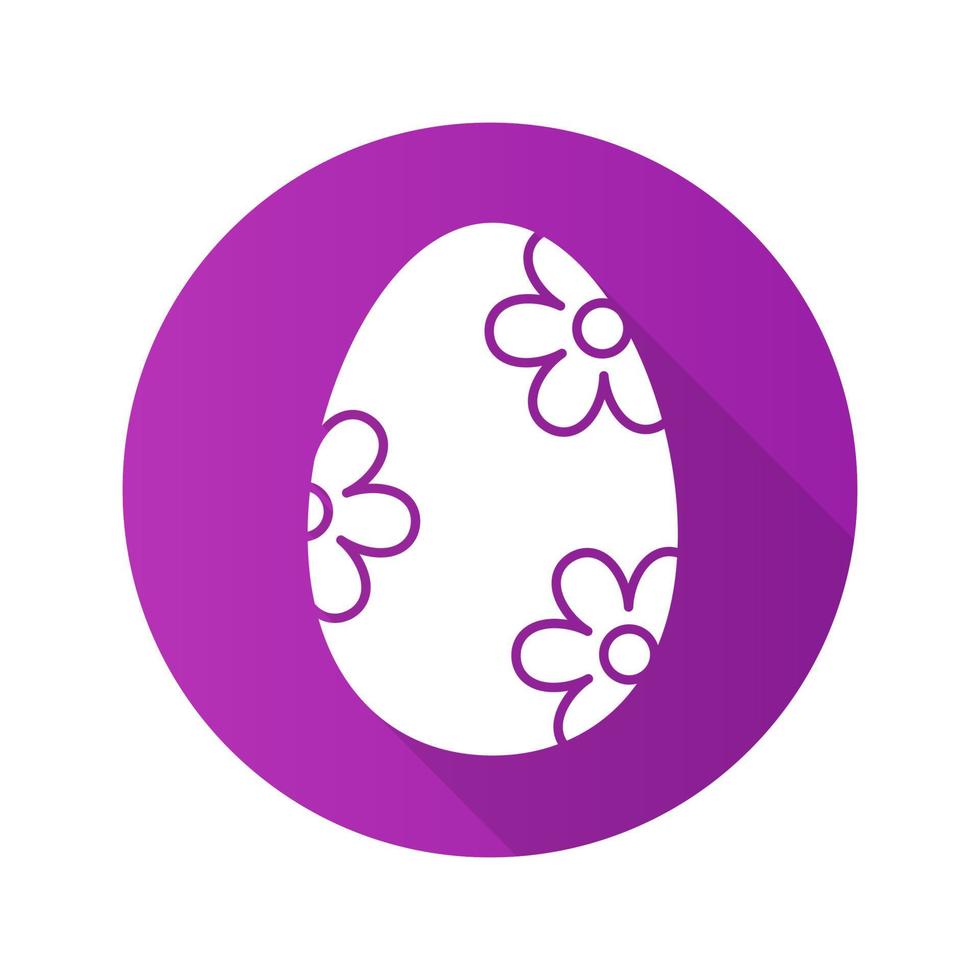 Ostern flaches Design lange Schattensymbol. Osterei mit Blumenmuster. Vektor-Silhouette-Symbol vektor