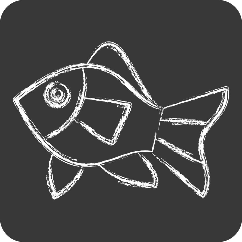 Symbol atlantisch Fisch. verbunden zu Meeresfrüchte Symbol. Kreide Stil. einfach Design Illustration vektor