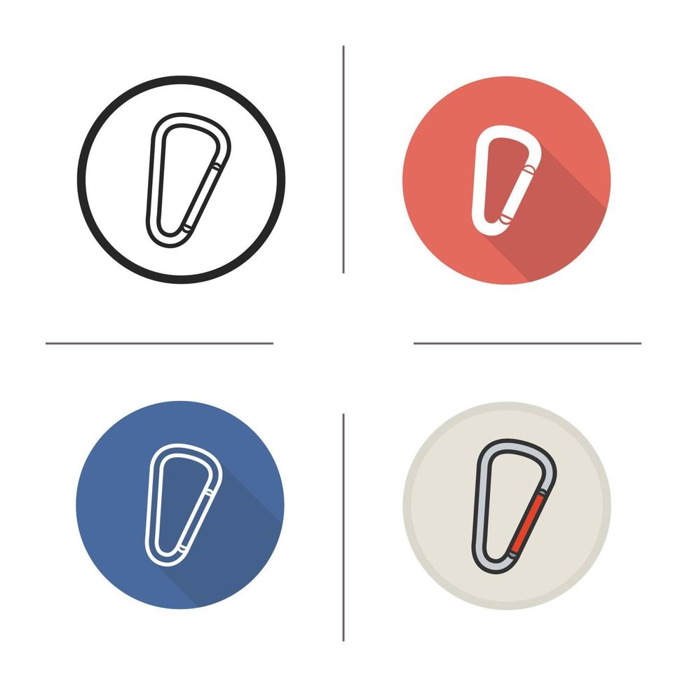 Karabiner-Symbol. flaches Design, lineare und Farbstile. Federhaken. isolierte vektorillustrationen vektor