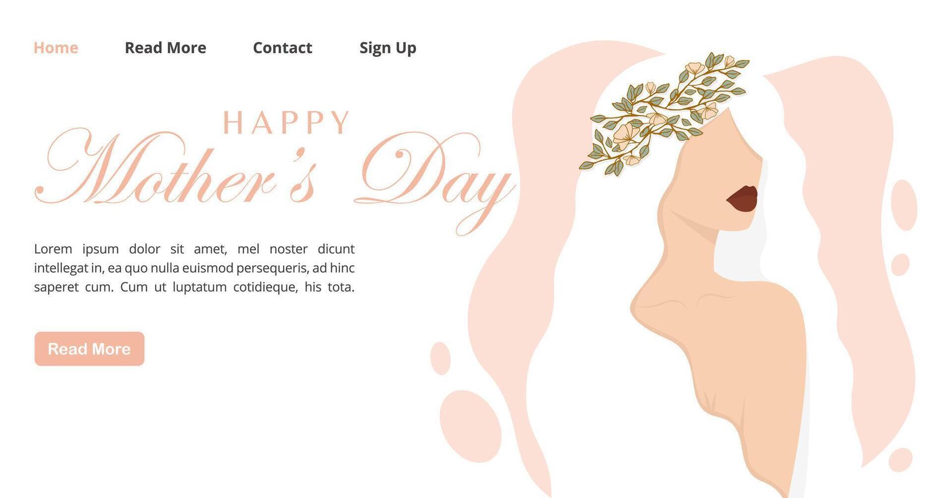 glücklich Mutter Tag einfach Banner. das Mädchen im Blume Kranz Postkarte zum das Urlaub. vektor