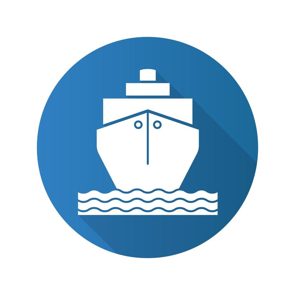 Kreuzfahrtschiff flaches Design lange Schattensymbol. Tanker verschiffen. Vektor-Silhouette-Symbol vektor