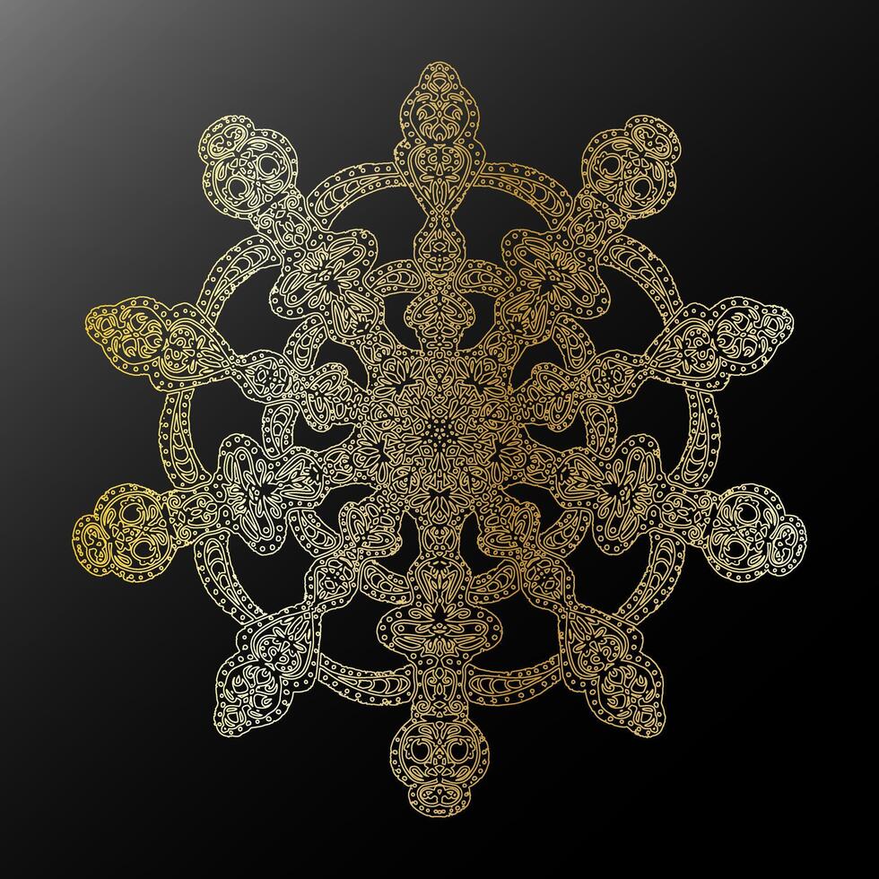 golden Schneeflocke Design auf schwarz Hintergrund vektor