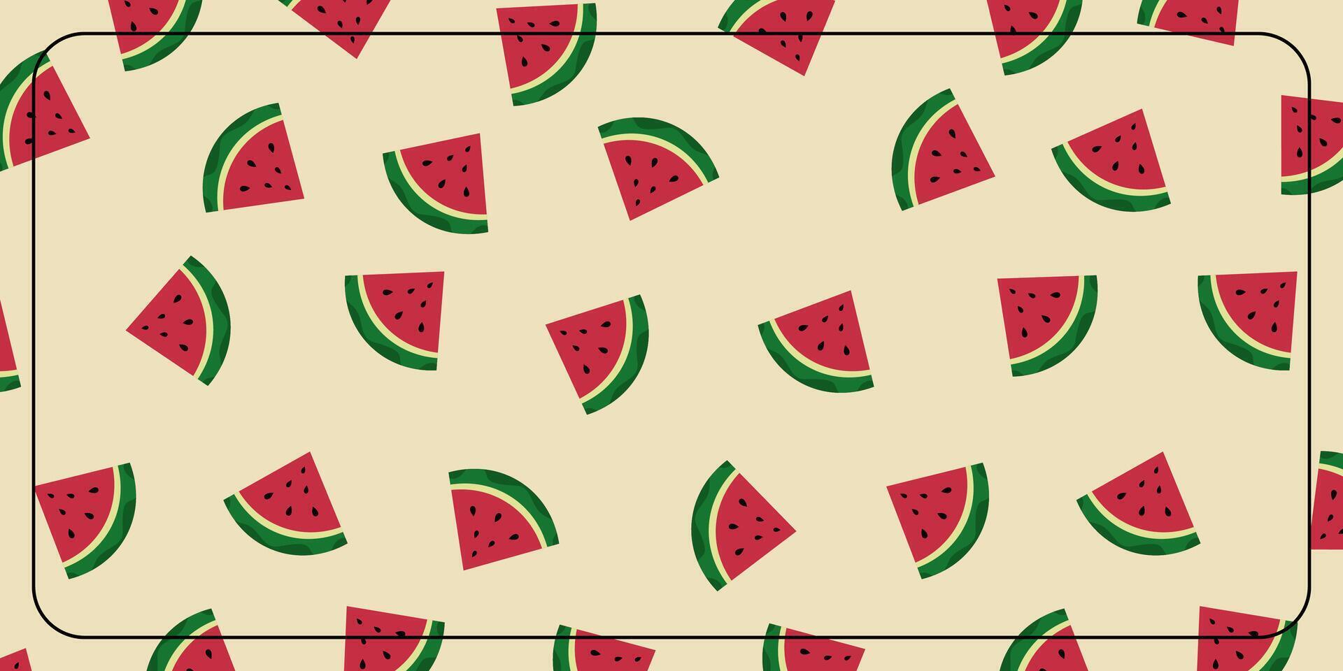 tropisk bakgrund med vattenmelon frukt ikoner. design för baner, affisch, hälsning kort, social media. vektor