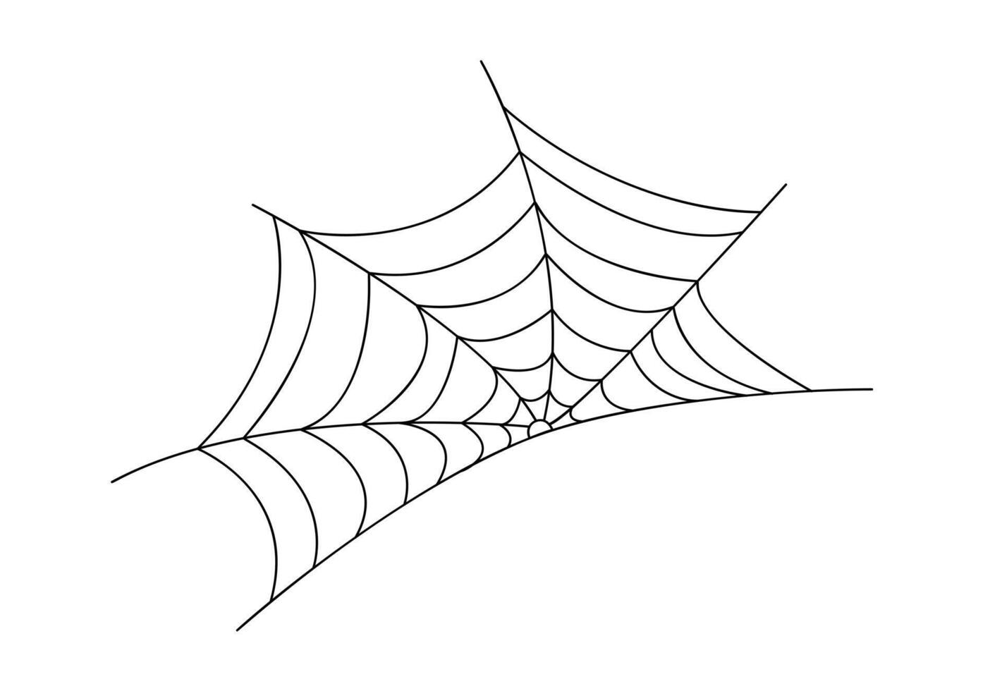 Spindel webb enkel hand dragen översikt illustration av klotter fint halloween skrämmande dekor element, ClipArt perfekt för halloween fest design, tecknad serie läskigt karaktär vektor