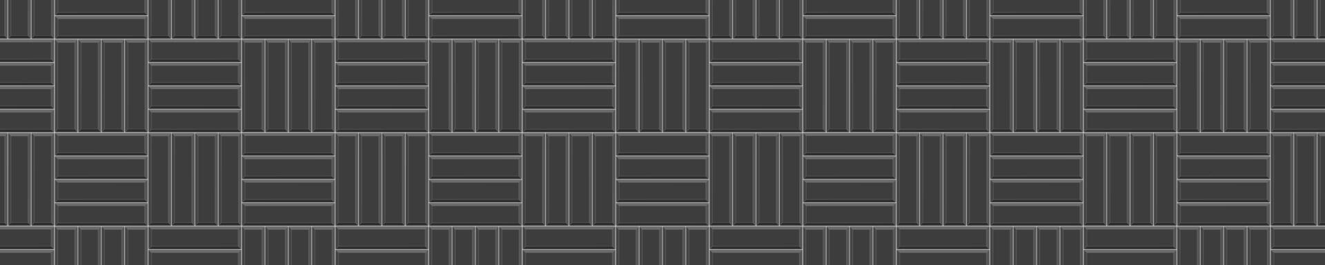 svart crosscatch bricka sömlös mönster. sten eller keramisk tegel vägg horisontell bakgrund. kök Stänkskydd, toalett eller badrum golv textur. yta mosaik- dekoration vektor