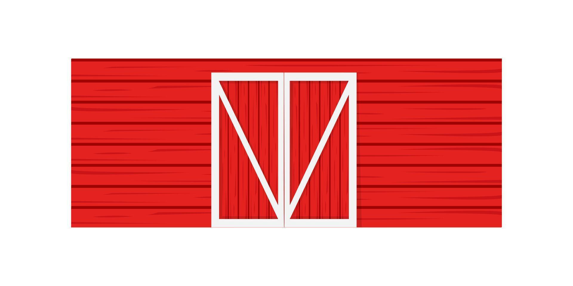 röd trä- dörr på ladugård vägg. främre se. element av amerikan bruka lager byggnad vektor