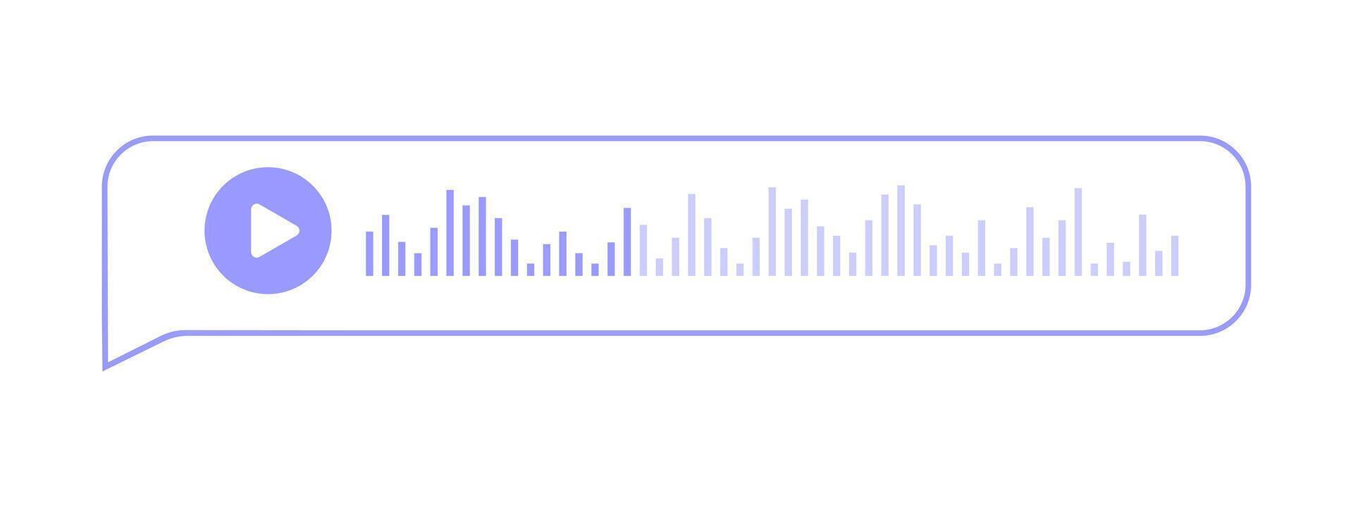 Stimme Botschaft Datei im Rede Blase rahmen. Audio- Plaudern Element mit abspielen Taste und Klang Welle isoliert auf Weiß Hintergrund. online Bote, Radio, Podcast Handy, Mobiltelefon App Schnittstelle vektor