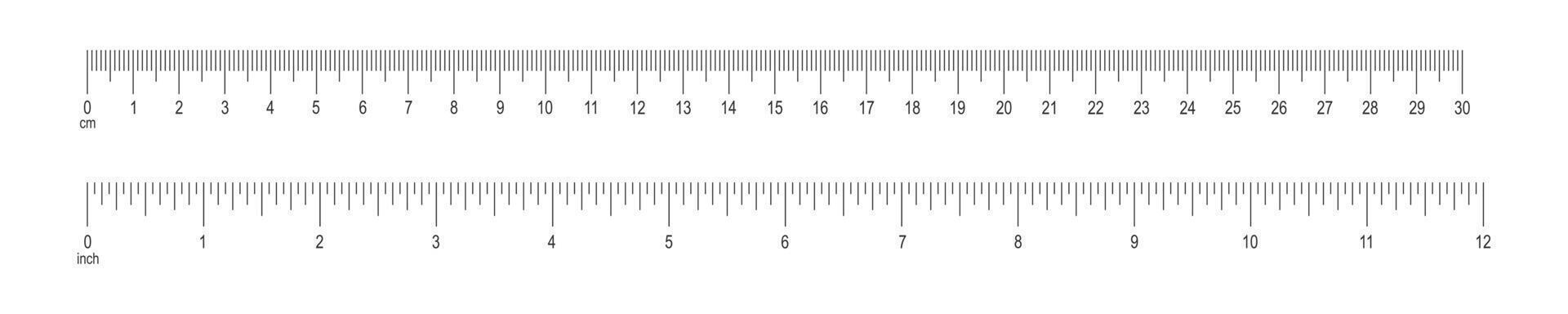 horizontal Rahmen mit 12 Zoll und 30 Zentimeter Markup und Zahlen. Messung Diagramme von metrisch und Kaiserliche Einheit. Distanz, Höhe oder Länge Messung Werkzeug Vorlagen vektor