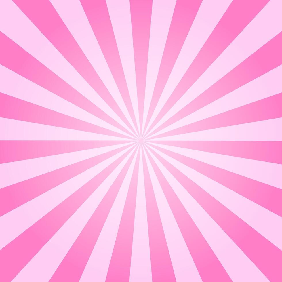 Rosa radial Linien. Zirkus, Karneval oder Maskerade Hintergrund. rosig Sonnenuntergang Strahlen Muster. Erdbeere Blase Gummi, Süss Lutscher Süssigkeit, Eis Sahne Textur vektor