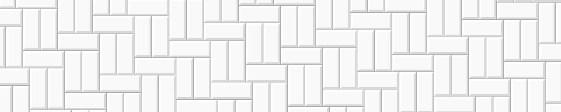 vit Korgväv bricka sömlös mönster. sten eller keramisk tegel vägg bakgrund. kök Stänkskydd textur. badrum, dusch eller toalett golv mosaik- dekoration vektor