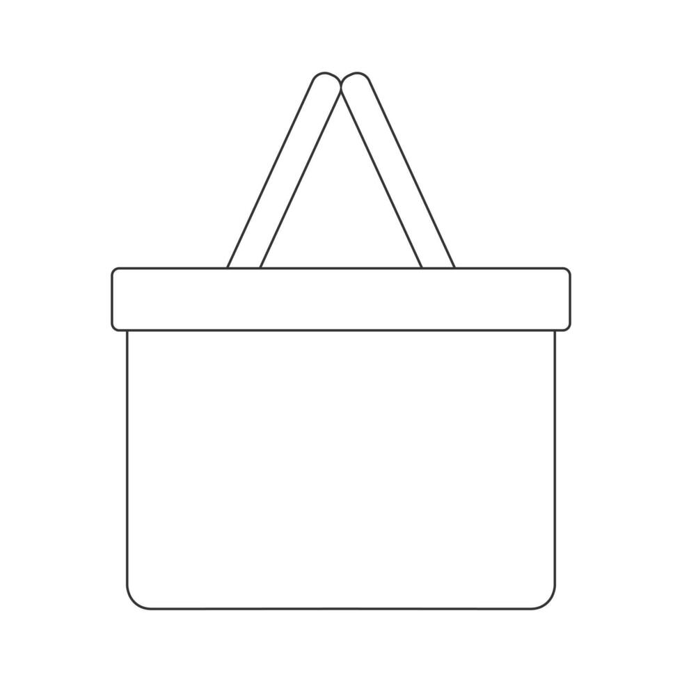picknick korg översikt ikon. hand tillverkad korg- vide korg med två handtag vektor