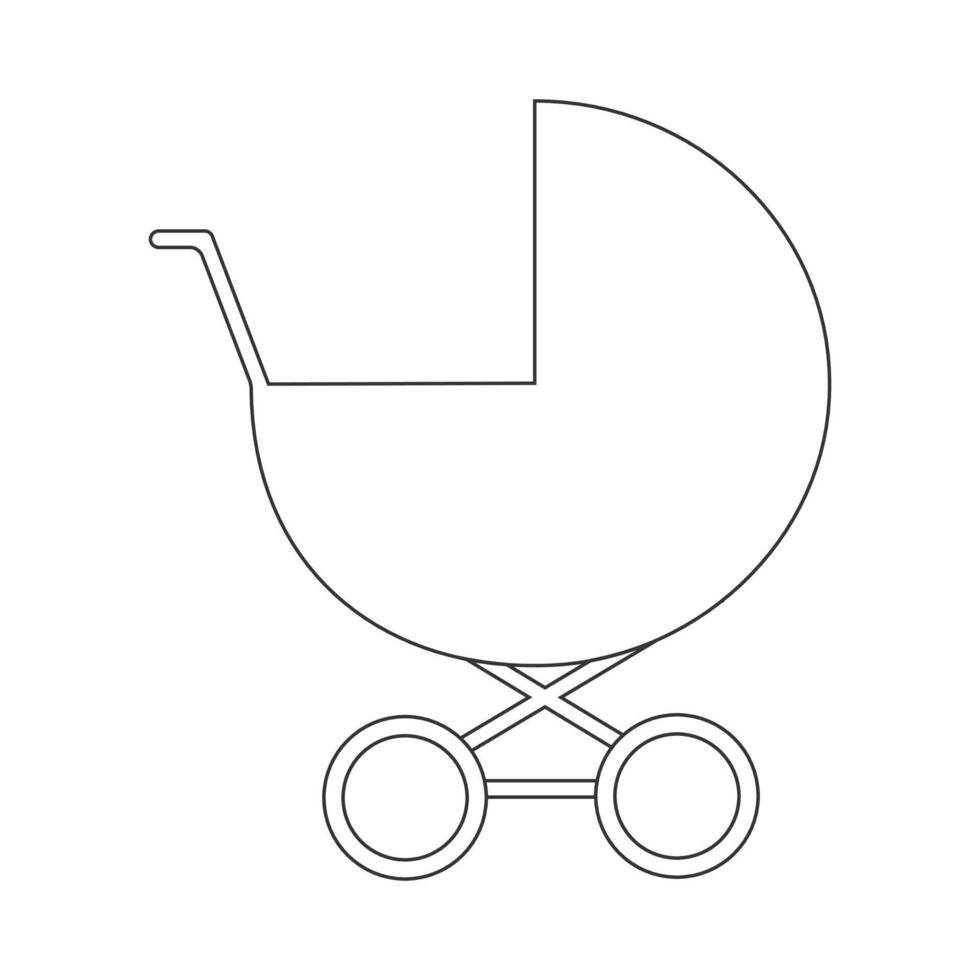 Baby Wagen Symbol. Gliederung Säugling Kinderwagen vektor