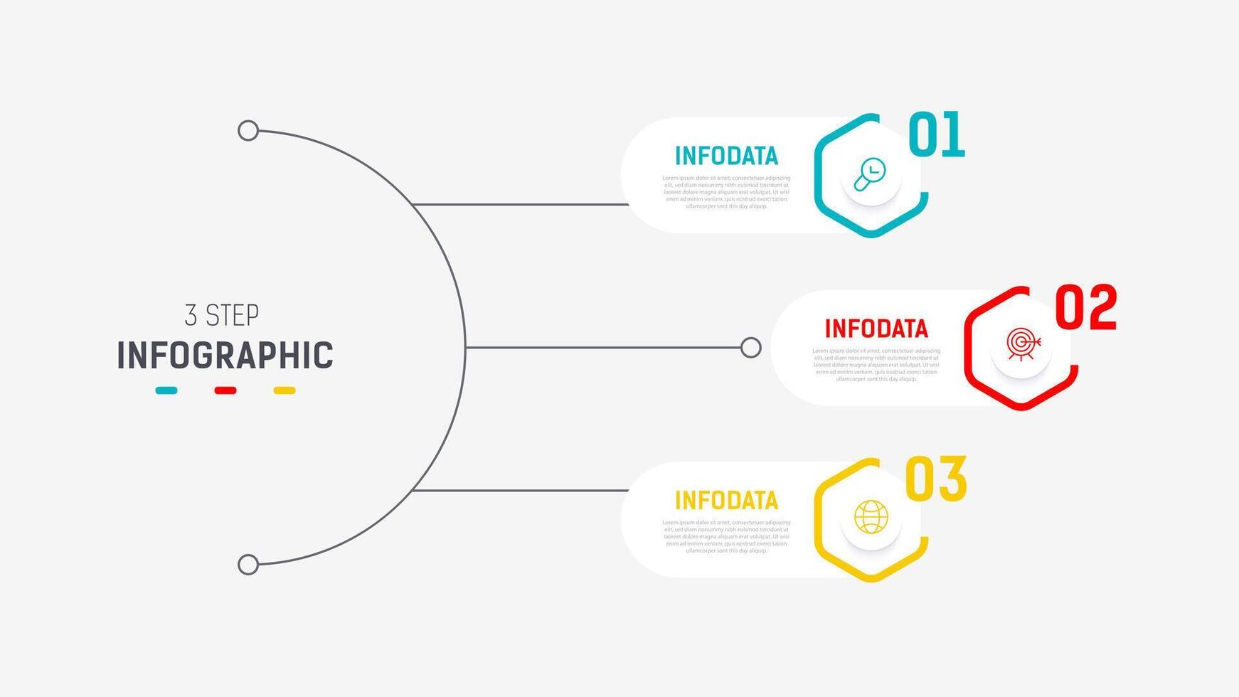 drei Schritt Infografik Etikette Design Vorlage mit Linie Symbole. Prozess Schritte Diagramm, Präsentationen, Arbeitsablauf Layout, Banner, fließen Diagramm, die Info Graph Illustration. vektor