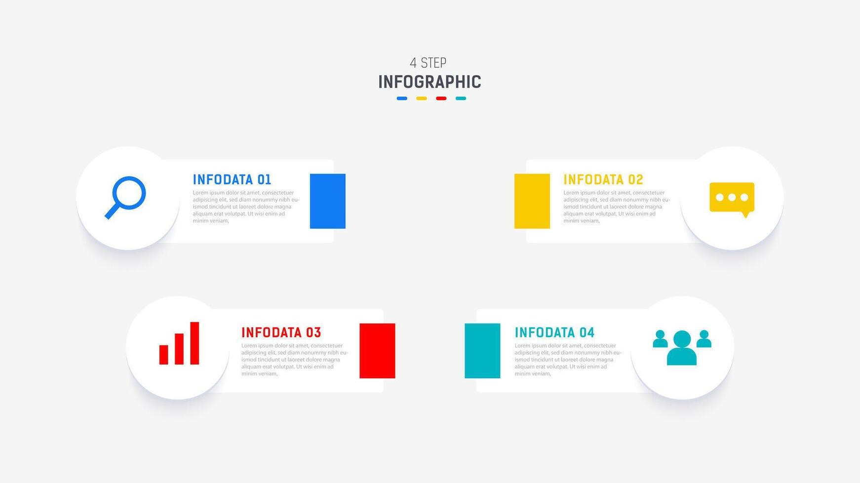 vier Schritt Infografik Element Design Vorlage zum Präsentation. Prozess Diagramm und Präsentationen Schritt, Arbeitsablauf Layout, Banner, fließen Diagramm, die Info Grafik Illustration. vektor