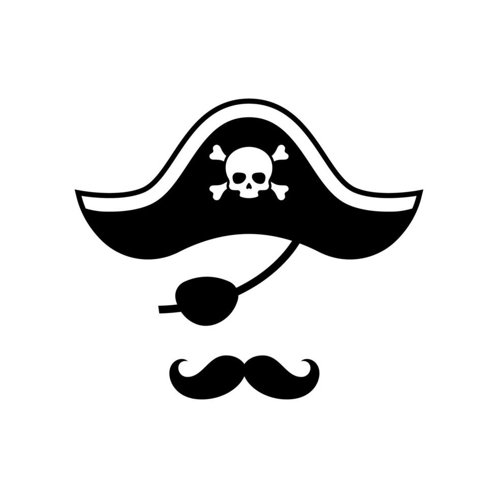 Kapitän von ein Pirat Symbol, mit schwarz Tricorn und Auge Patch.. vektor
