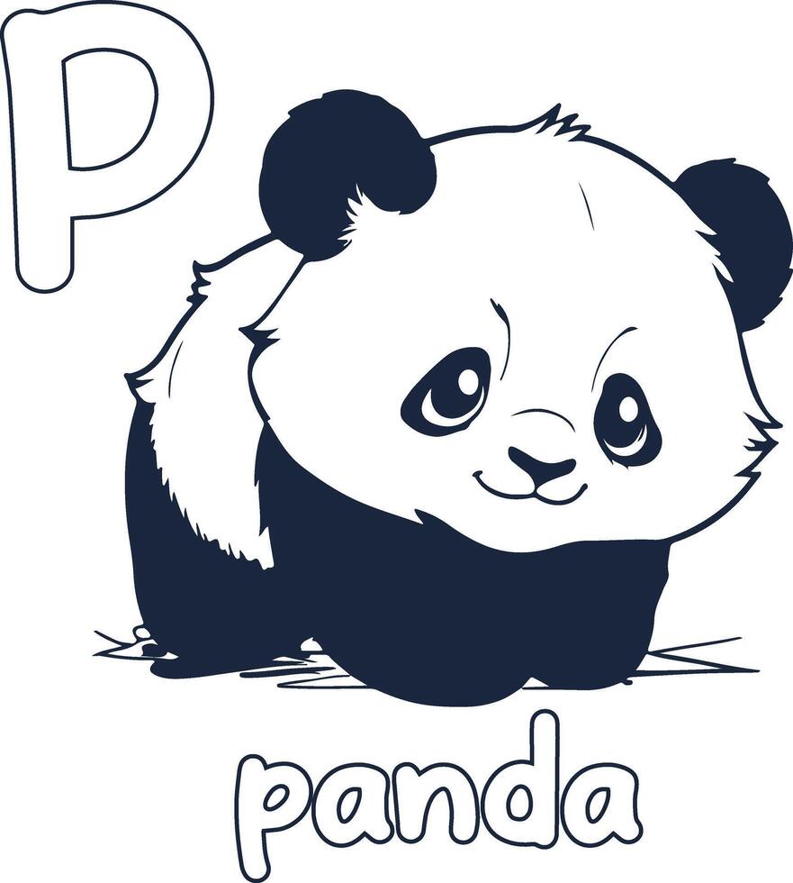 Panda Illustration schwarz und Weiß Panda Alphabet Färbung Buch oder Seite zum Kinder vektor