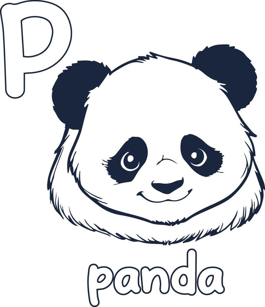 Panda Illustration schwarz und Weiß Panda Alphabet Färbung Buch oder Seite zum Kinder vektor