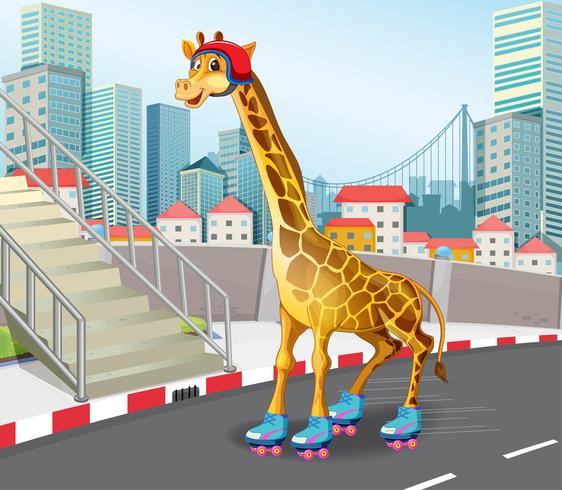 Giraffe, die Rollschuh spielt vektor