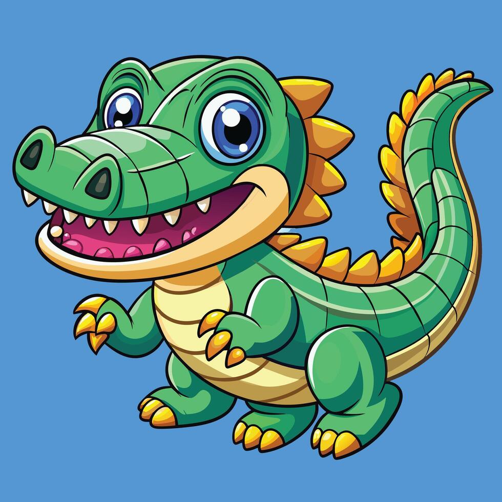 amerikanisch Alligator süß Tier im bunt Karikatur Stil isoliert auf Weiß Hintergrund. Grafik. vektor