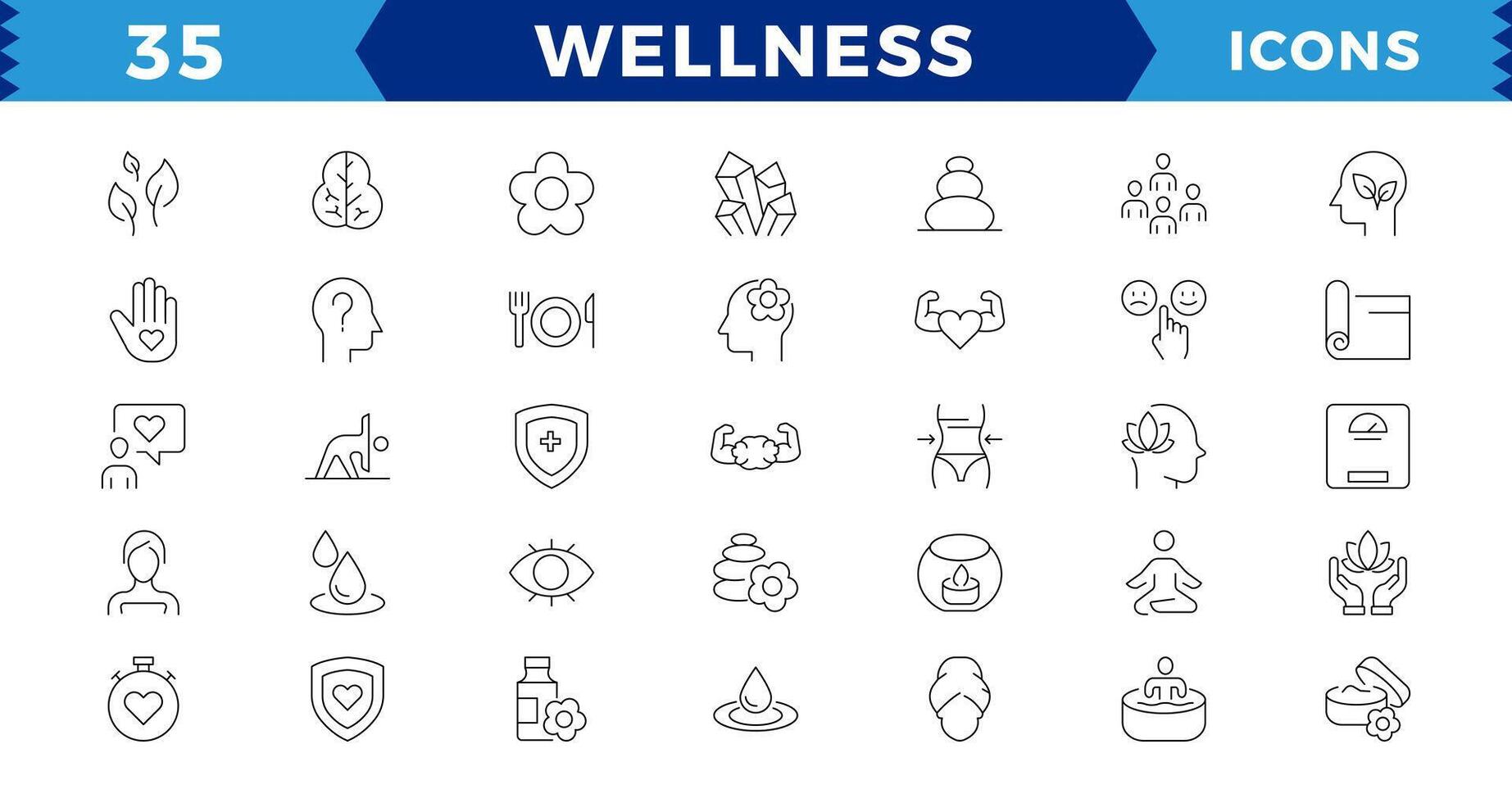 Pixel perfekt Wellness Symbol Satz. enthält Massage, Yoga, Entspannung, Gesundheitspflege, Kosmetika, Spa, medizinisch. Gliederung Symbol Sammlung. Meditation, Aromatherapie, editierbar Schlaganfall Symbole. vektor