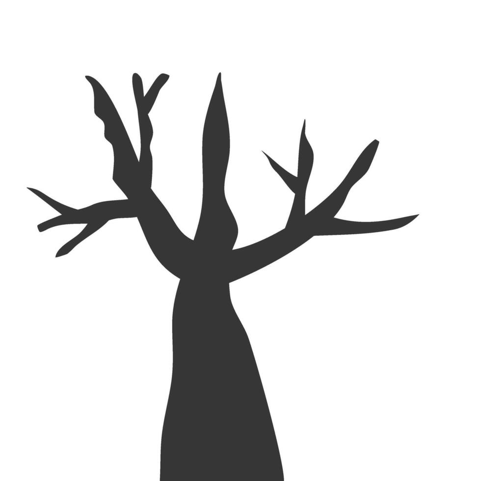 Silhouette Baum blattlos. Silhouette Baum eben Illustration. Element Baum mit eben Design Stil vektor