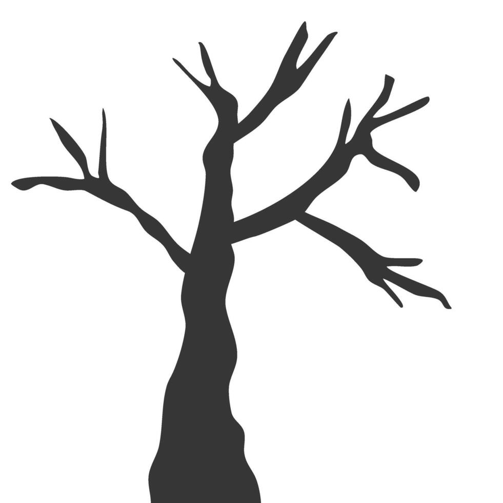 Silhouette Baum blattlos. Silhouette Baum eben Illustration. Element Baum mit eben Design Stil vektor
