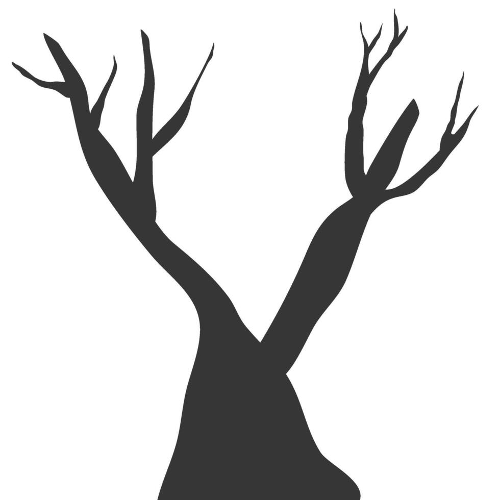 Silhouette Baum blattlos. Silhouette Baum eben Illustration. Element Baum mit eben Design Stil vektor