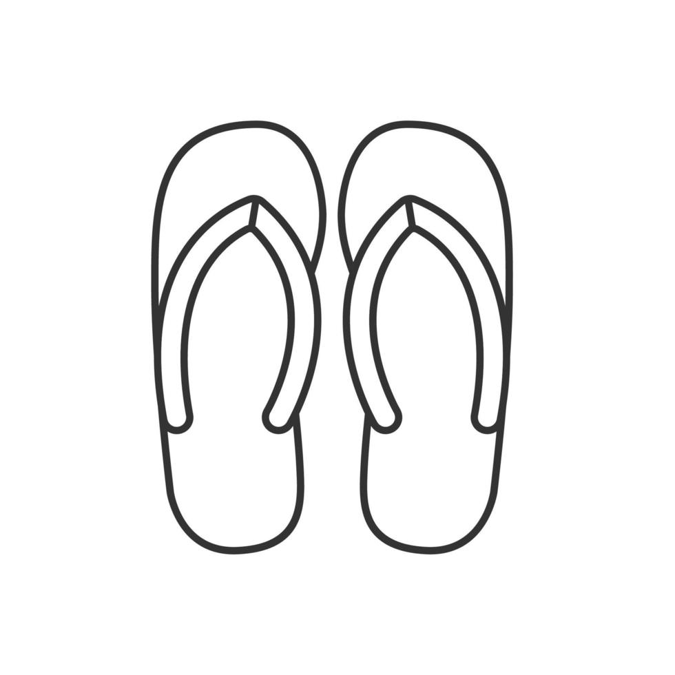 Lineares Symbol für Flip-Flops. dünne Linie Abbildung. Sommerhausschuhe Kontursymbol. Vektor isolierte Umrisszeichnung