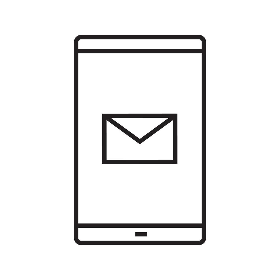 Lineares Symbol für Smartphone-SMS-Nachrichten. dünne Linie Abbildung. Smartphone mit E-Mail-Brief-Kontursymbol. Vektor isolierte Umrisszeichnung