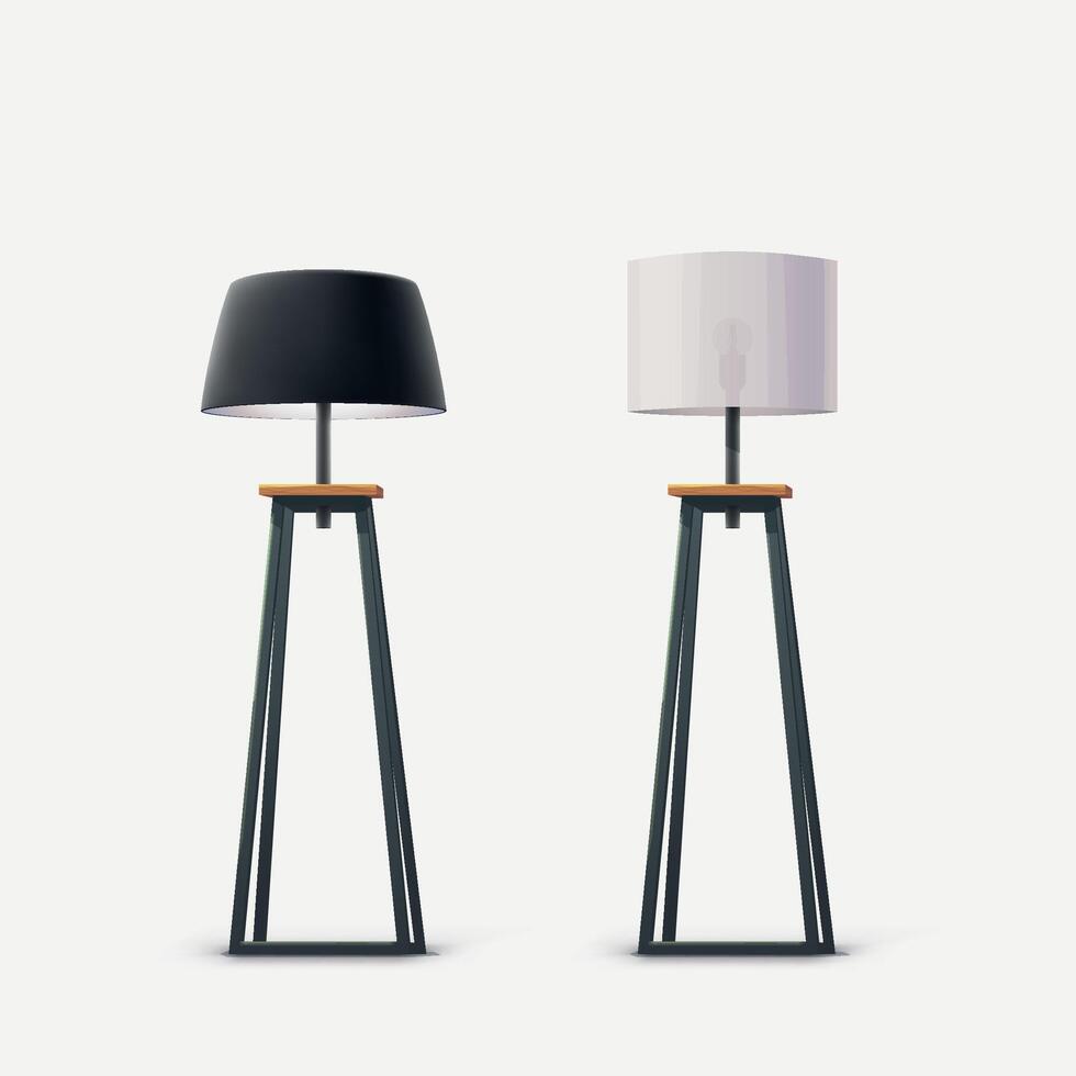 zwei Fußboden Lampen modern Design auf Weiß vektor