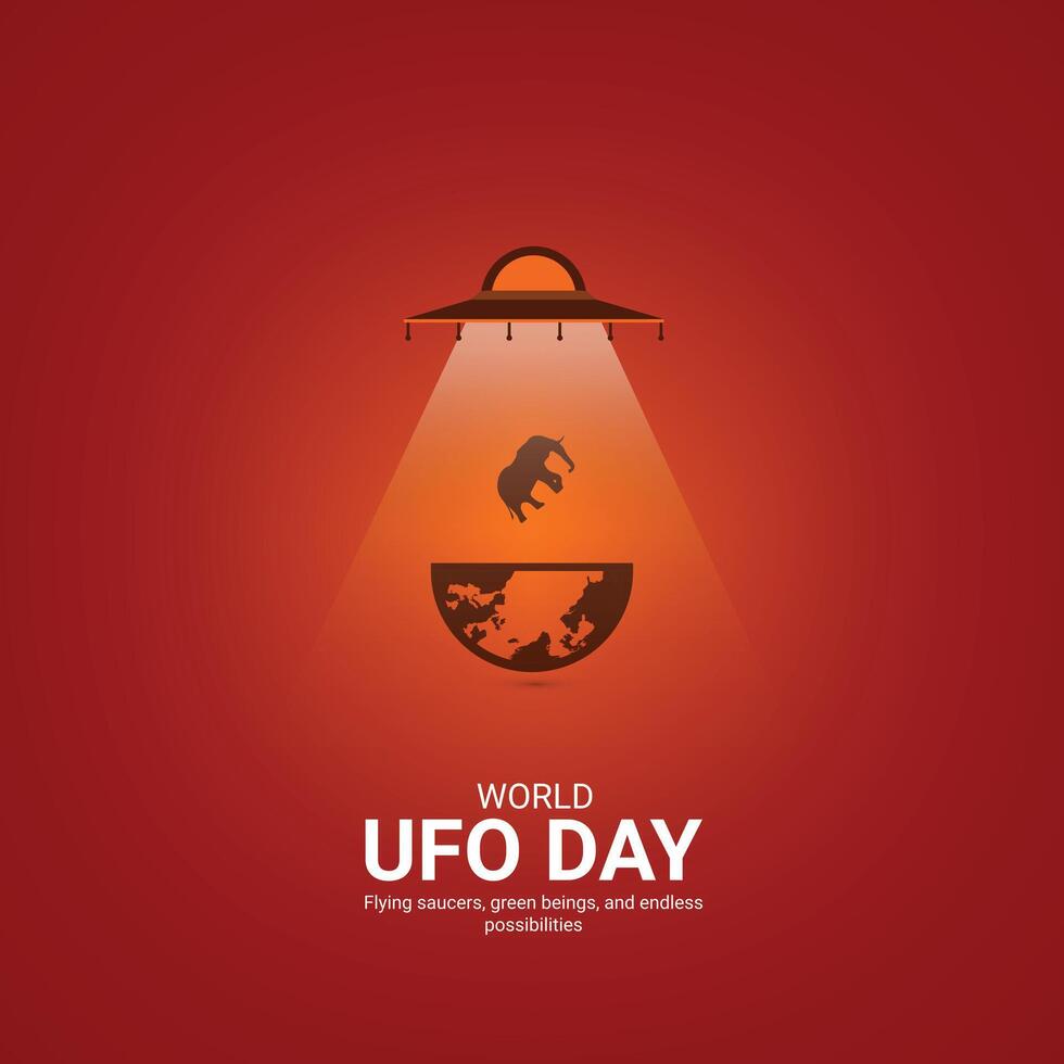 värld UFO dag kreativ ads.world UFO dag design, juli 2, illustration på natt galax lutning Färg bakgrund design vektor