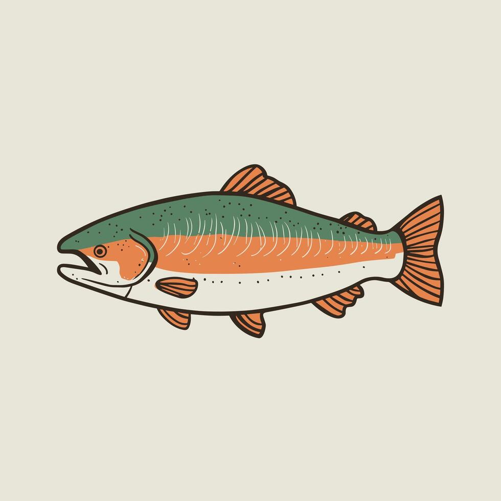 Sammlung von Hand gezeichnet süß Fische im eben Stil. Fische Körper Symbole groß Satz. Illustration zum Symbol, Logo, drucken, Symbol, Karte, Emblem, Etikett. Aquarium. vektor