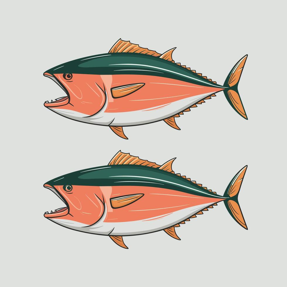 samling av hand dragen söt fiskar i platt stil. fiskar kropp ikoner stor uppsättning. illustration för ikon, logotyp, skriva ut, ikon, kort, emblem, märka. akvarium. vektor