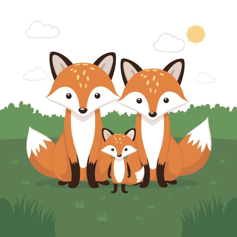 süß Karikatur Fuchs. komisch rot Fuchs Sammlung. Emotion wenig Tier. Karikatur Tier Charakter Design. eben Illustration isoliert auf Weiß Hintergrund. vektor