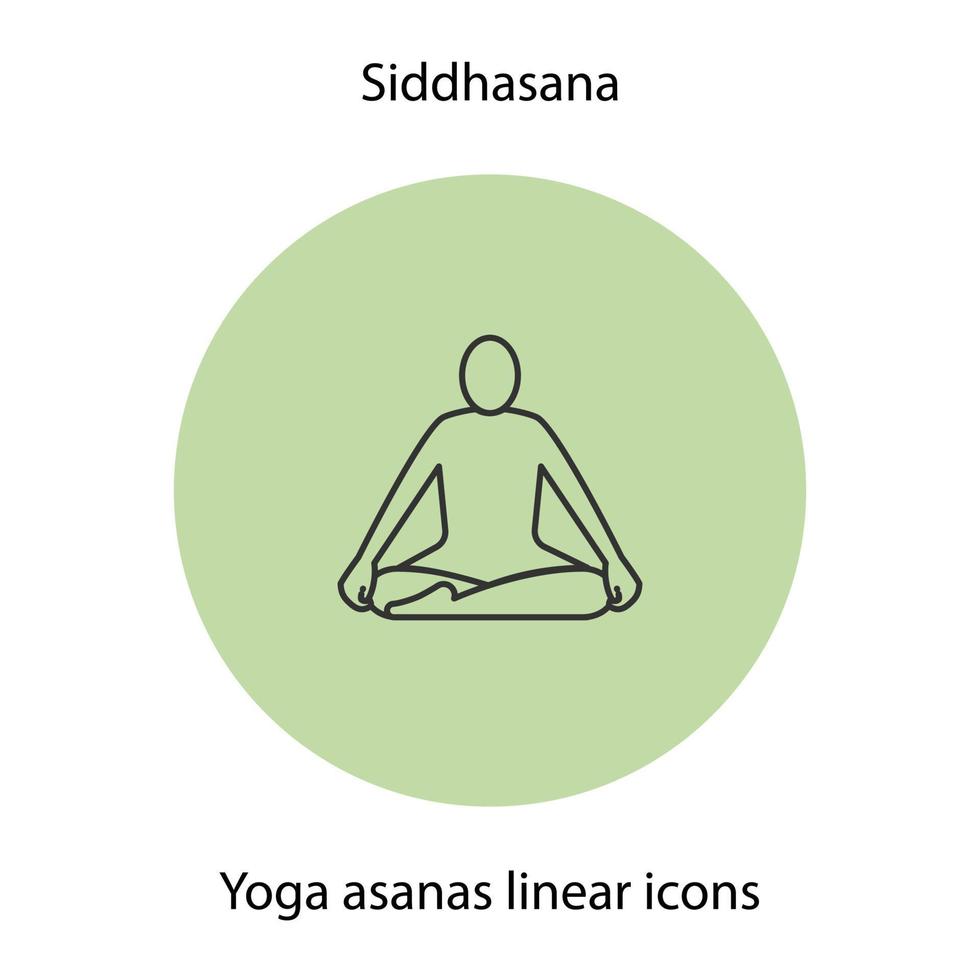 siddhasana yoga position linjär ikon. tunn linje illustration. yoga asana kontur symbol. vektor isolerade konturritning
