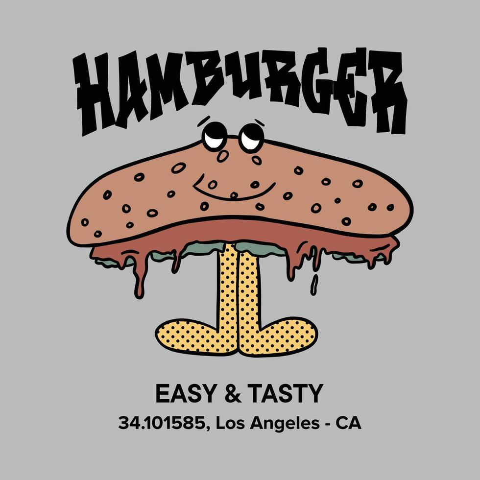 retro Illustration von Burger Charakter Design vektor