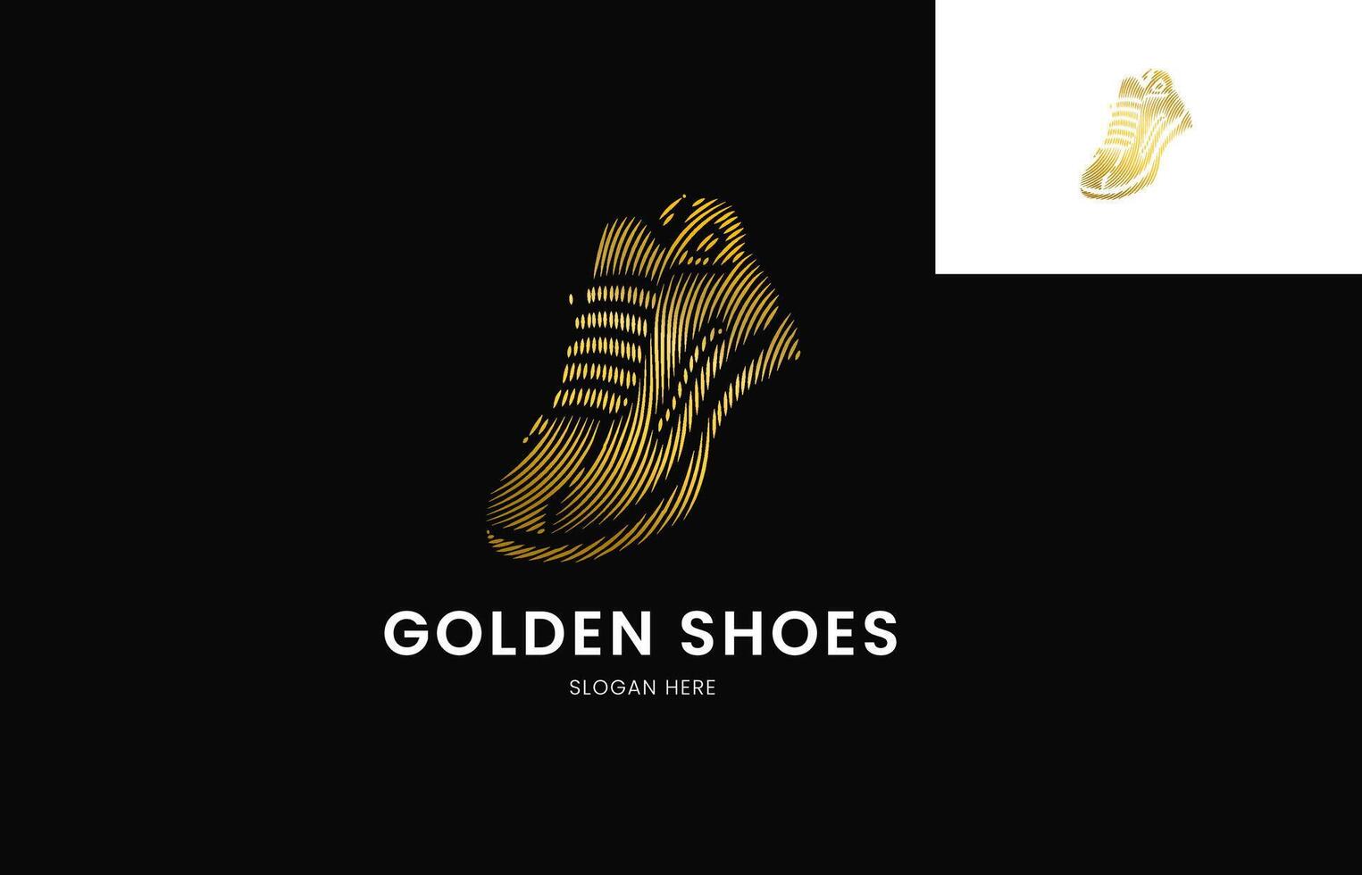 ein graviert golden Schuhe Logo Design, Logo zum Schuhe Unternehmen, begrenzt Produkt, usw. vektor