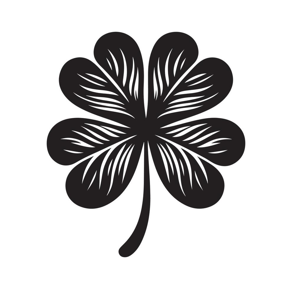 vier Blatt Kleeblatt Symbol Illustration schwarz Symbol isoliert auf Weiß Hintergrund Silhouette vektor