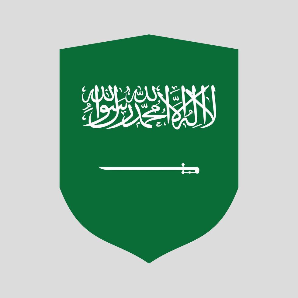 saudi arabien flagga i skydda form vektor