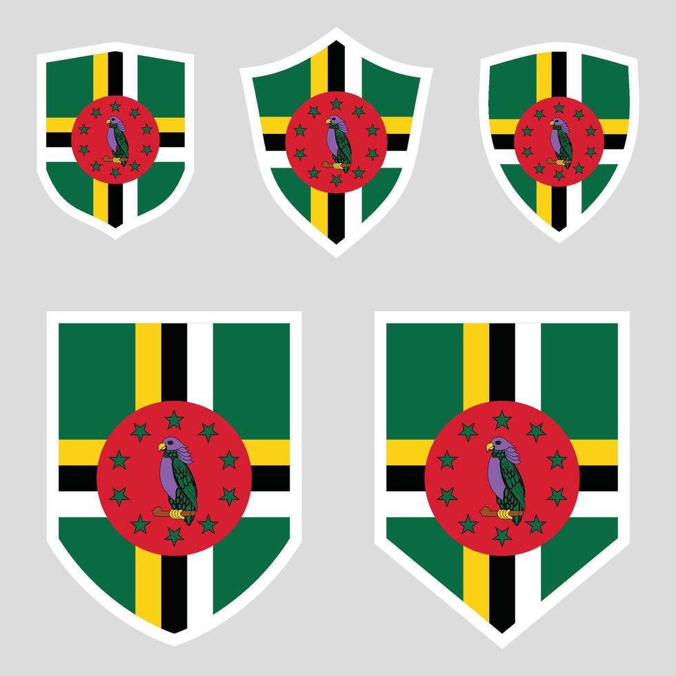 einstellen von Dominica Flagge im Schild gestalten Rahmen vektor